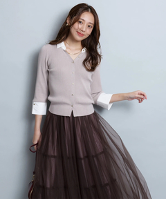 JUSGLITTY(ジャスグリッティー) |配色シャツカラーニット