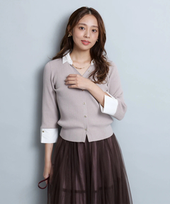 JUSGLITTY(ジャスグリッティー) |配色シャツカラーニット