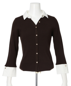 JUSGLITTY(ジャスグリッティー) |配色シャツカラーニット