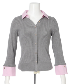 JUSGLITTY(ジャスグリッティー) |配色シャツカラーニット