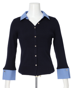 JUSGLITTY(ジャスグリッティー) |配色シャツカラーニット