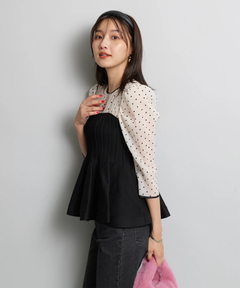 JUSGLITTY ５分袖シアーブラウスレイヤードニット 5分袖シアーブラウスレイヤードニット | ニット | JUSGLITTY