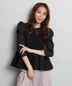 JUSGLITTY(ジャスグリッティー) |ドットブラウスレイヤードニット