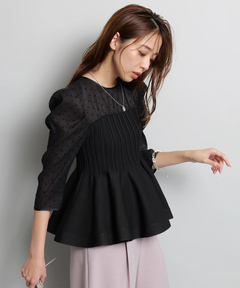 JUSGLITTY(ジャスグリッティー) |ドットブラウスレイヤードニット