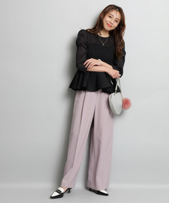 JUSGLITTY(ジャスグリッティー) |ドットブラウスレイヤードニット