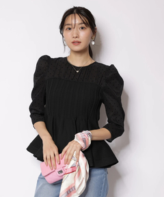 JUSGLITTY(ジャスグリッティー) |ドットブラウスレイヤードニット
