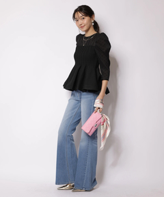 JUSGLITTY(ジャスグリッティー) |ドットブラウスレイヤードニット