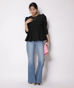 JUSGLITTY(ジャスグリッティー) |ドットブラウスレイヤードニット