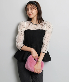JUSGLITTY(ジャスグリッティー) |ドットブラウスレイヤードニット