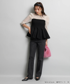 JUSGLITTY(ジャスグリッティー) |ドットブラウスレイヤードニット