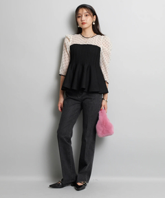 JUSGLITTY(ジャスグリッティー) |ドットブラウスレイヤードニット