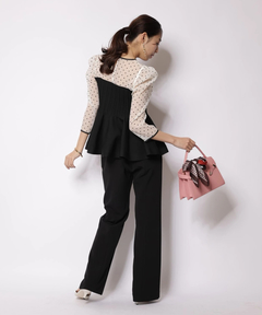 JUSGLITTY(ジャスグリッティー) |ドットブラウスレイヤードニット