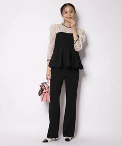 JUSGLITTY(ジャスグリッティー) |ドットブラウスレイヤードニット