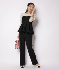 JUSGLITTY(ジャスグリッティー) |ドットブラウスレイヤードニット