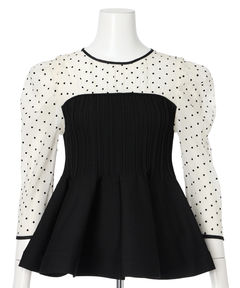 JUSGLITTY(ジャスグリッティー) |ドットブラウスレイヤードニット