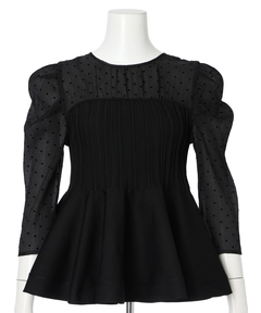 JUSGLITTY(ジャスグリッティー) |ドットブラウスレイヤードニット