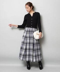 スタッフコーディネート】チェックスカートドッキングワンピース｜aki