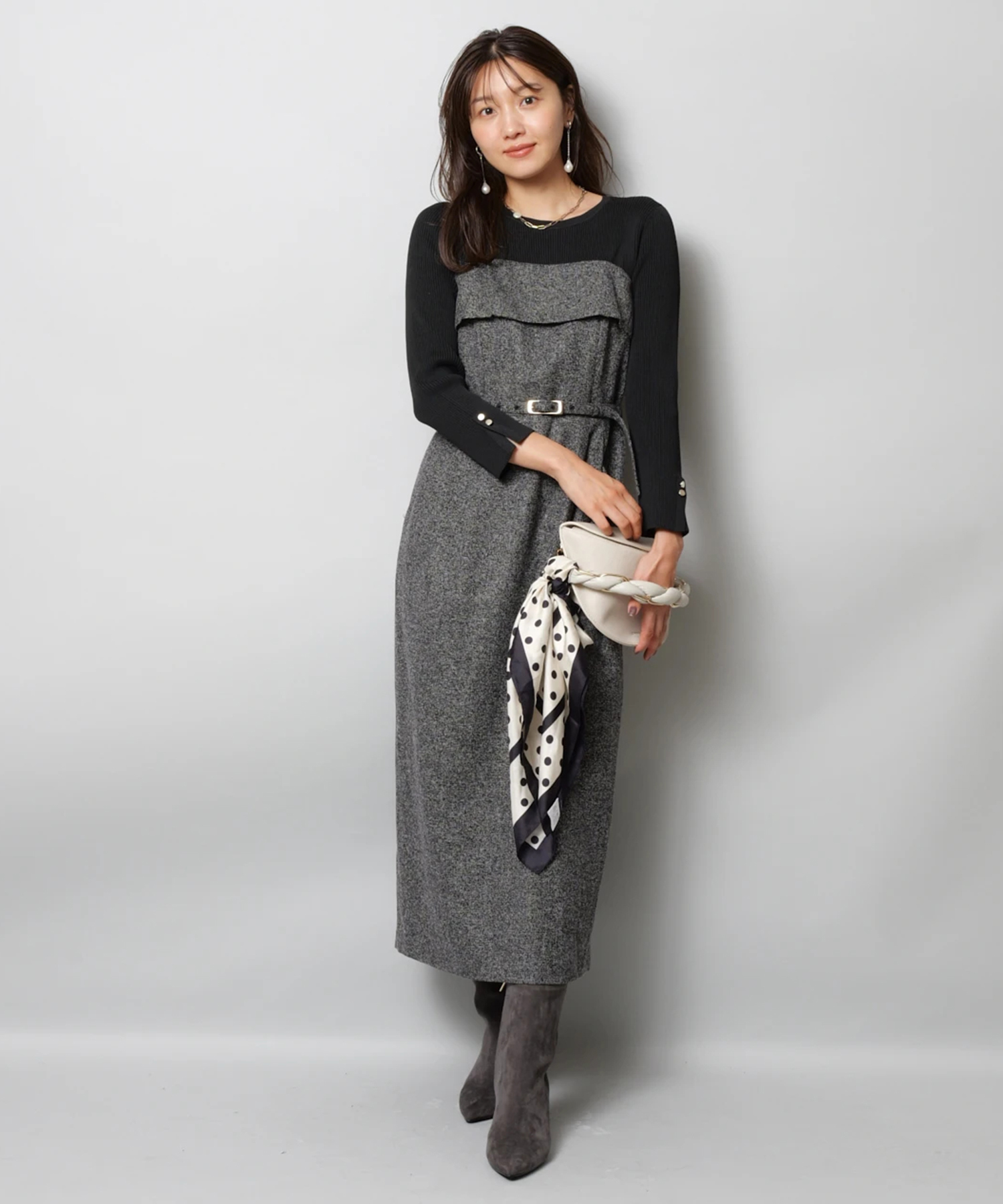 JUSGLITTY アイビープリントワンピース　タグ付き新品 新品 タグ付き JUSGLITTY ワンピース JUSGLITTY アイビープリント