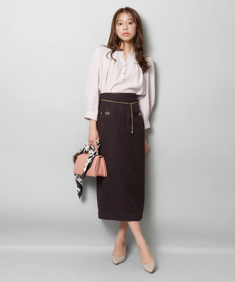 Christian Dior メタリックタイトスカート 38 メタリックフェイクレザー×オーガンジータイトスカート - スカート通販