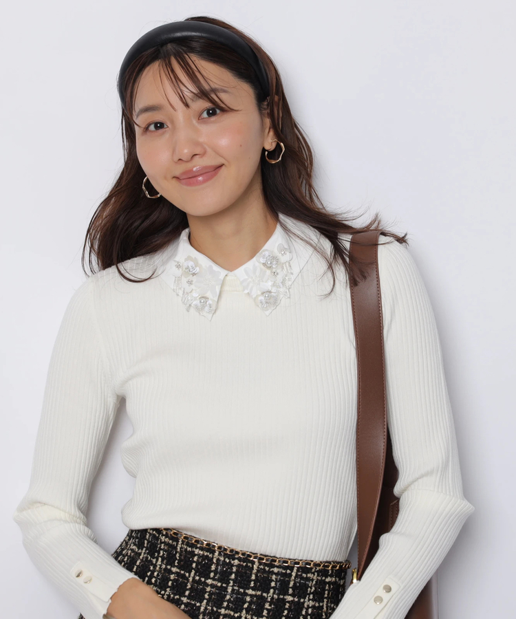 ビジュー衿リブニット | ニット | JUSGLITTY（ジャスグリッティー