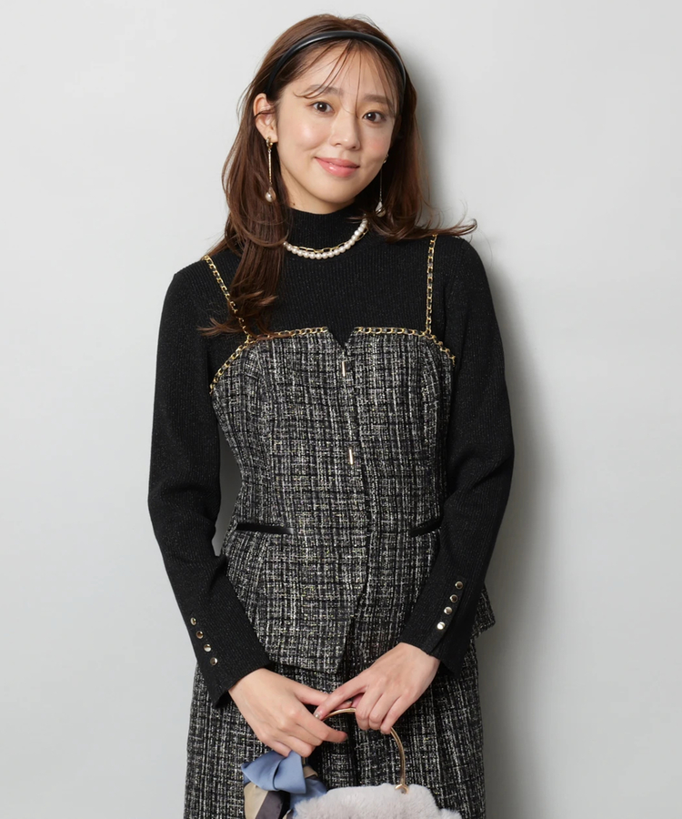 JUSGLITTYチェーントリムツイードキャミ チェーントリムツイードキャミ | キャミソール・ベアトップ・タンク