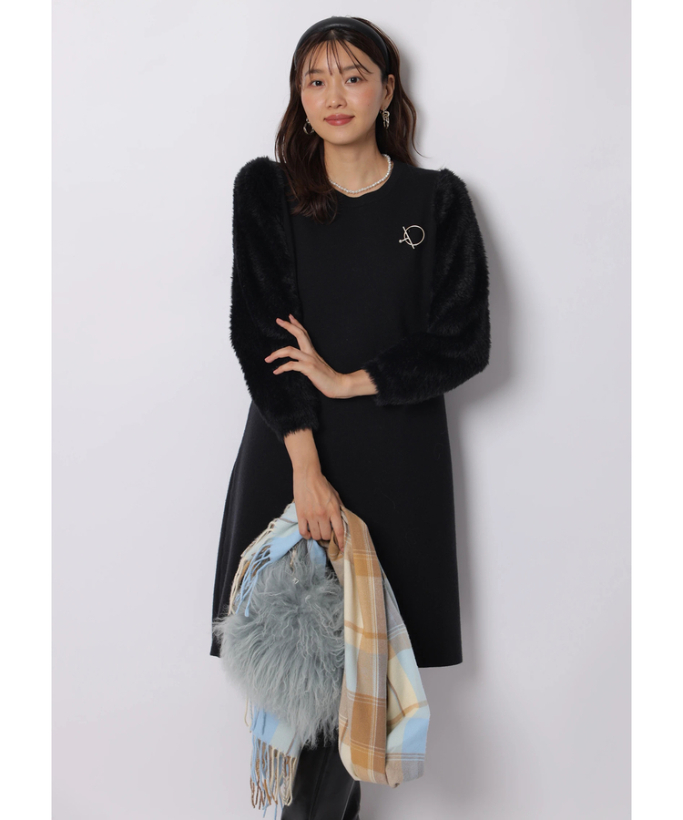 ファーリースリーブニットワンピース | ワンピース | JUSGLITTY