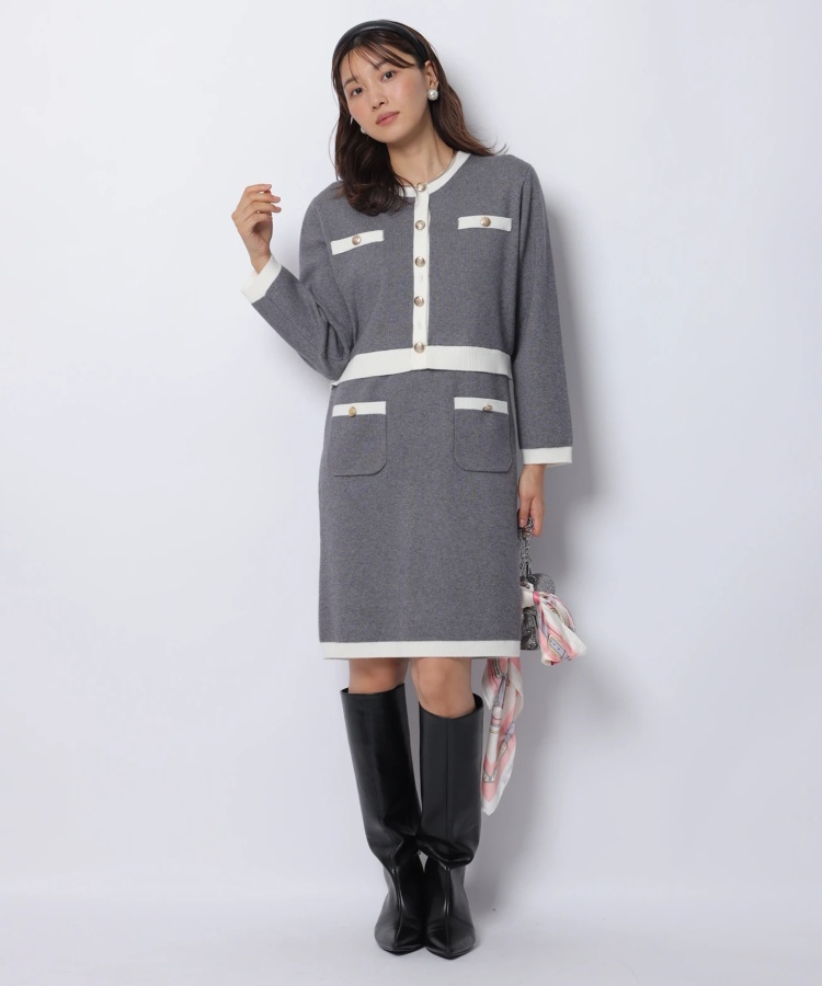 ジャスグリッティー 配色スカートニットワンピース 美品！！ JUSGLITTY  