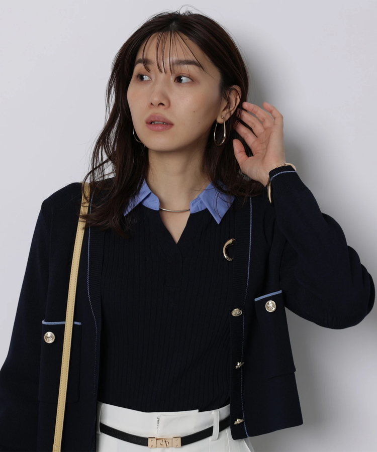 JUSGLITTY(ジャスグリッティー) |シャツカラーVネックアンサンブル