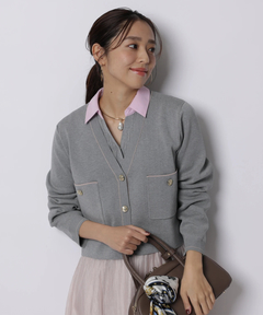 JUSGLITTY(ジャスグリッティー) |シャツカラーVネックアンサンブル