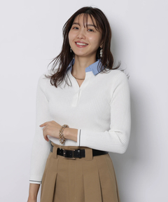 JUSGLITTY(ジャスグリッティー) |シャツカラーVネックアンサンブル