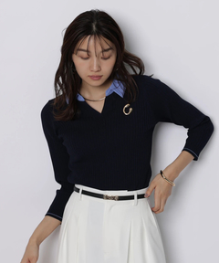 JUSGLITTY(ジャスグリッティー) |シャツカラーVネックアンサンブル