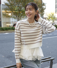 JUSGLITTY(ジャスグリッティー) |フリルキャミレイヤードニット