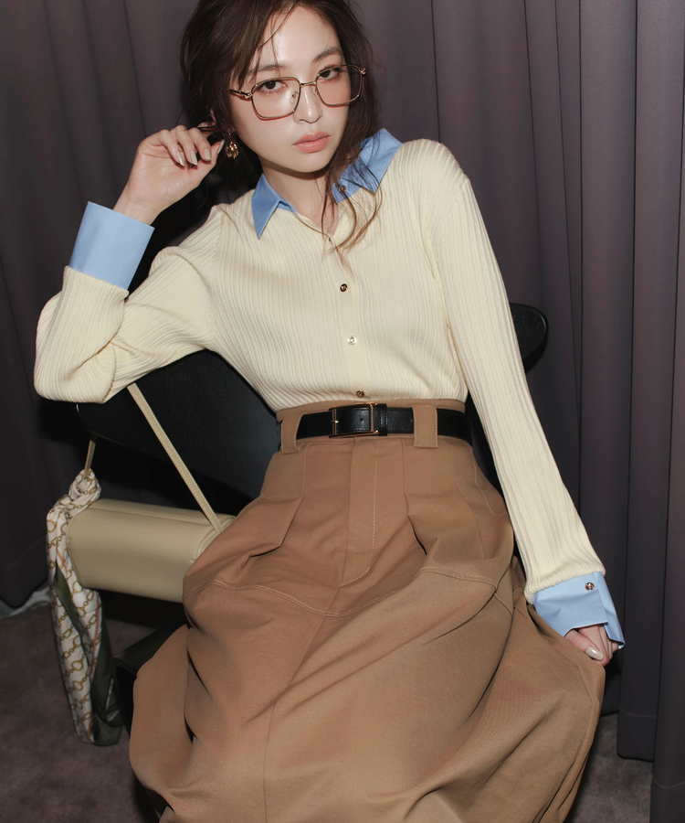 ジャスグリッティー　シャツカラーニット 配色シャツカラー長袖ニット | ニット | JUSGLITTY（ジャス