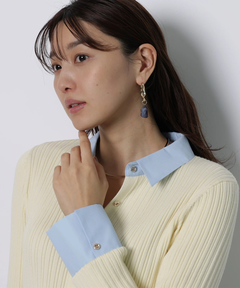 JUSGLITTY(ジャスグリッティー) |配色シャツカラー長袖ニット