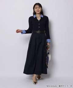 JUSGLITTY(ジャスグリッティー) |配色シャツカラー長袖ニット