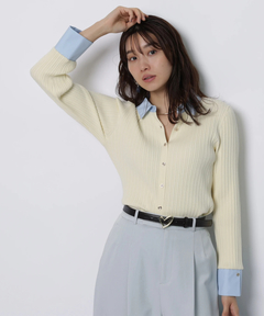 JUSGLITTY(ジャスグリッティー) |配色シャツカラー長袖ニット