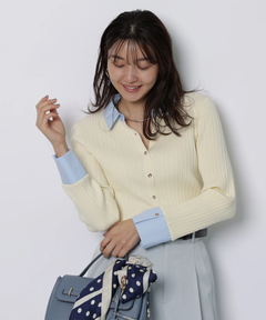 JUSGLITTY(ジャスグリッティー) |配色シャツカラー長袖ニット