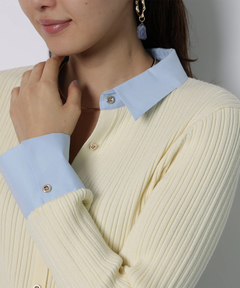 JUSGLITTY(ジャスグリッティー) |配色シャツカラー長袖ニット