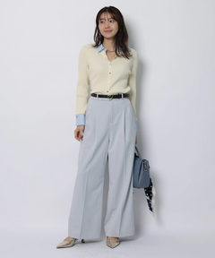 JUSGLITTY(ジャスグリッティー) |配色シャツカラー長袖ニット