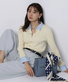 JUSGLITTY(ジャスグリッティー) |配色シャツカラー長袖ニット