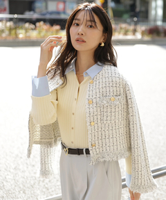 JUSGLITTY(ジャスグリッティー) |配色シャツカラー長袖ニット