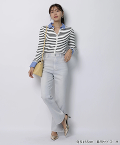 JUSGLITTY(ジャスグリッティー) |配色シャツカラー長袖ニット