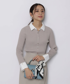 JUSGLITTY(ジャスグリッティー) |配色シャツカラー長袖ニット