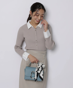 JUSGLITTY(ジャスグリッティー) |配色シャツカラー長袖ニット