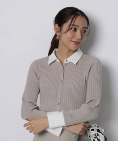 JUSGLITTY(ジャスグリッティー) |配色シャツカラー長袖ニット