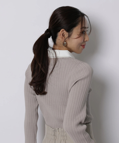 JUSGLITTY(ジャスグリッティー) |配色シャツカラー長袖ニット