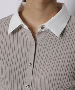 JUSGLITTY(ジャスグリッティー) |配色シャツカラー長袖ニット