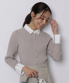 JUSGLITTY(ジャスグリッティー) |配色シャツカラー長袖ニット