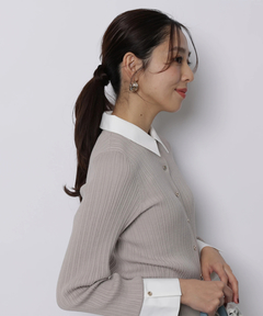 JUSGLITTY(ジャスグリッティー) |配色シャツカラー長袖ニット