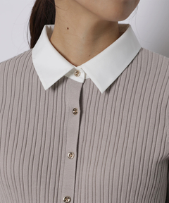 JUSGLITTY(ジャスグリッティー) |配色シャツカラー長袖ニット